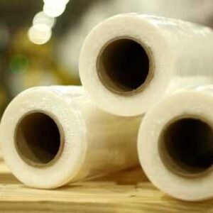 a stack of rolls of plastic